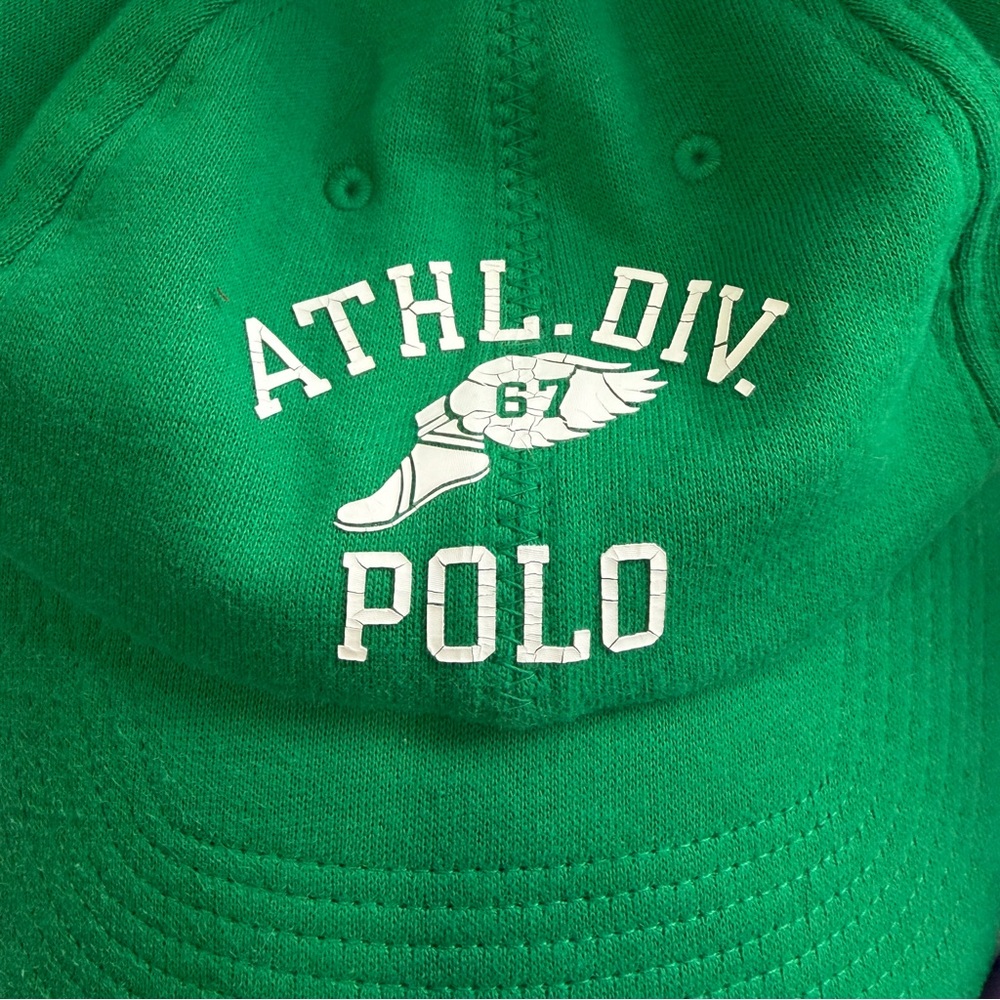 Polo Ralph Lauren 67 ATHL. DIV P-Wing Hat Cap Green Fleece Snapback One Size NWT - Picture 12 of 14